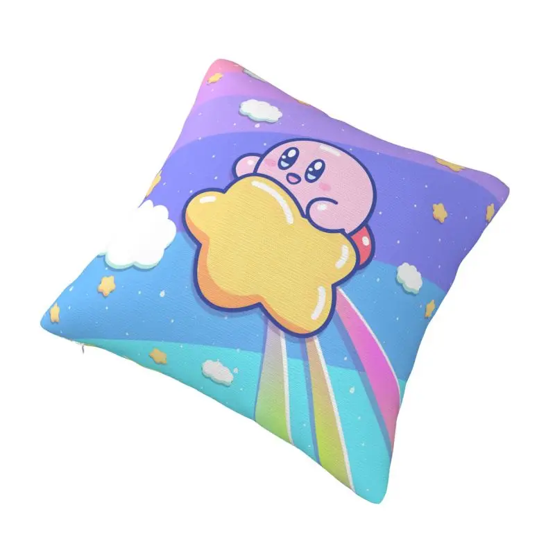 Custom Kirbys Video Game Cushion Cover Cartoom Anime Velvet Modern Pillow view 2