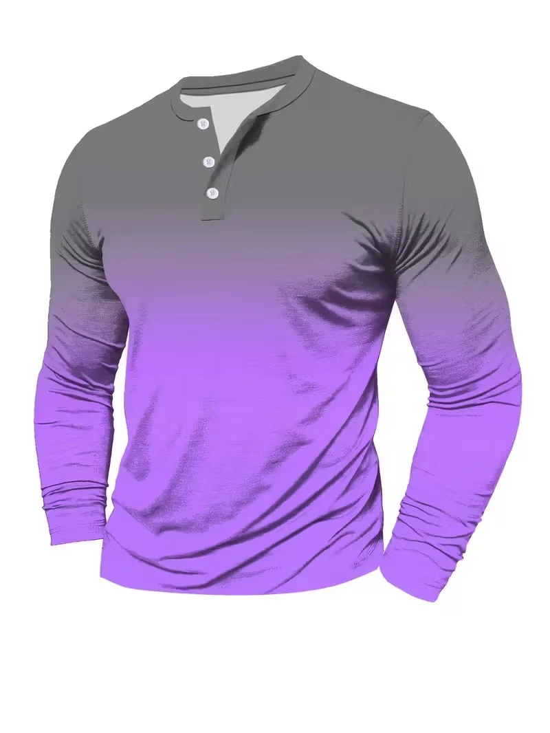 

Men's Ethnic Style Print Henley Shirts Fashion Streetwear Vintage Button-Down Long Sleeve T Shirt Man Male Tees Tops Clothing.