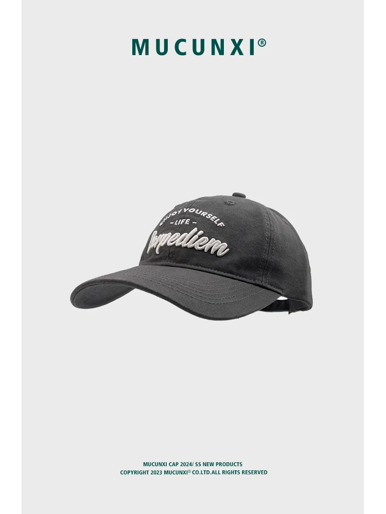 

Letter Embroidered Baseball Cap Men's and Women's High Quality Washed-out Vintage Peaked Cap Sun-Proof Sun Protection Hat Tide