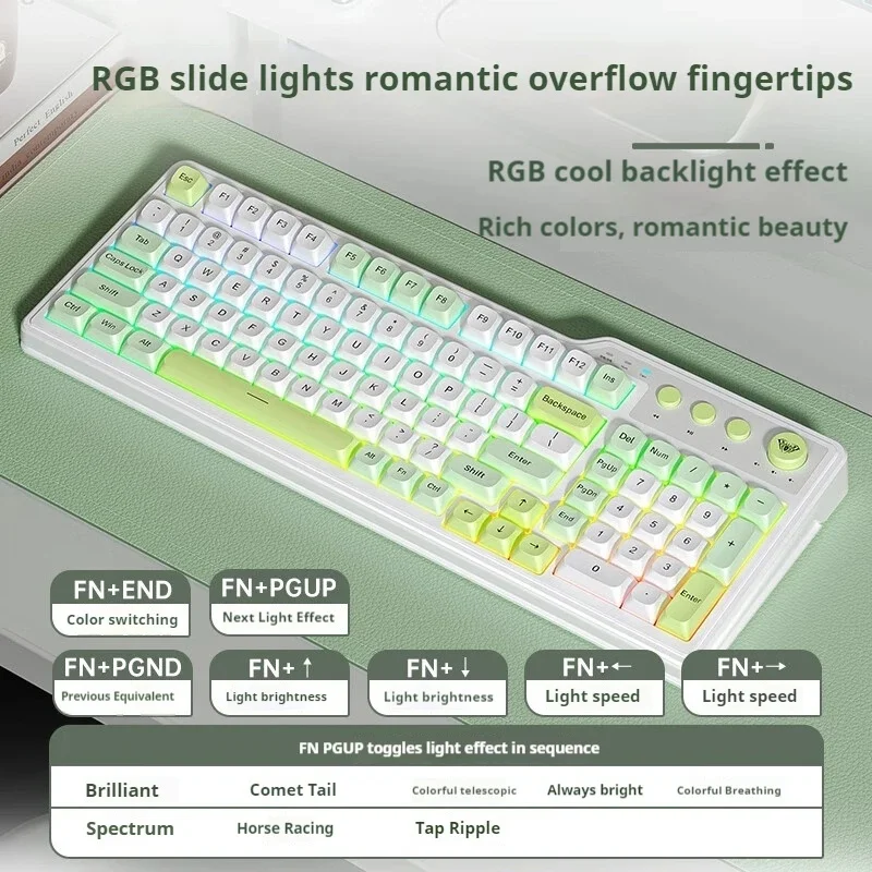 Aula F3099 Tri-Mode Wireless Silent Keyboard Mechanical Feel Compatible Multiple Platforms Effect Long Battery Life Game Office