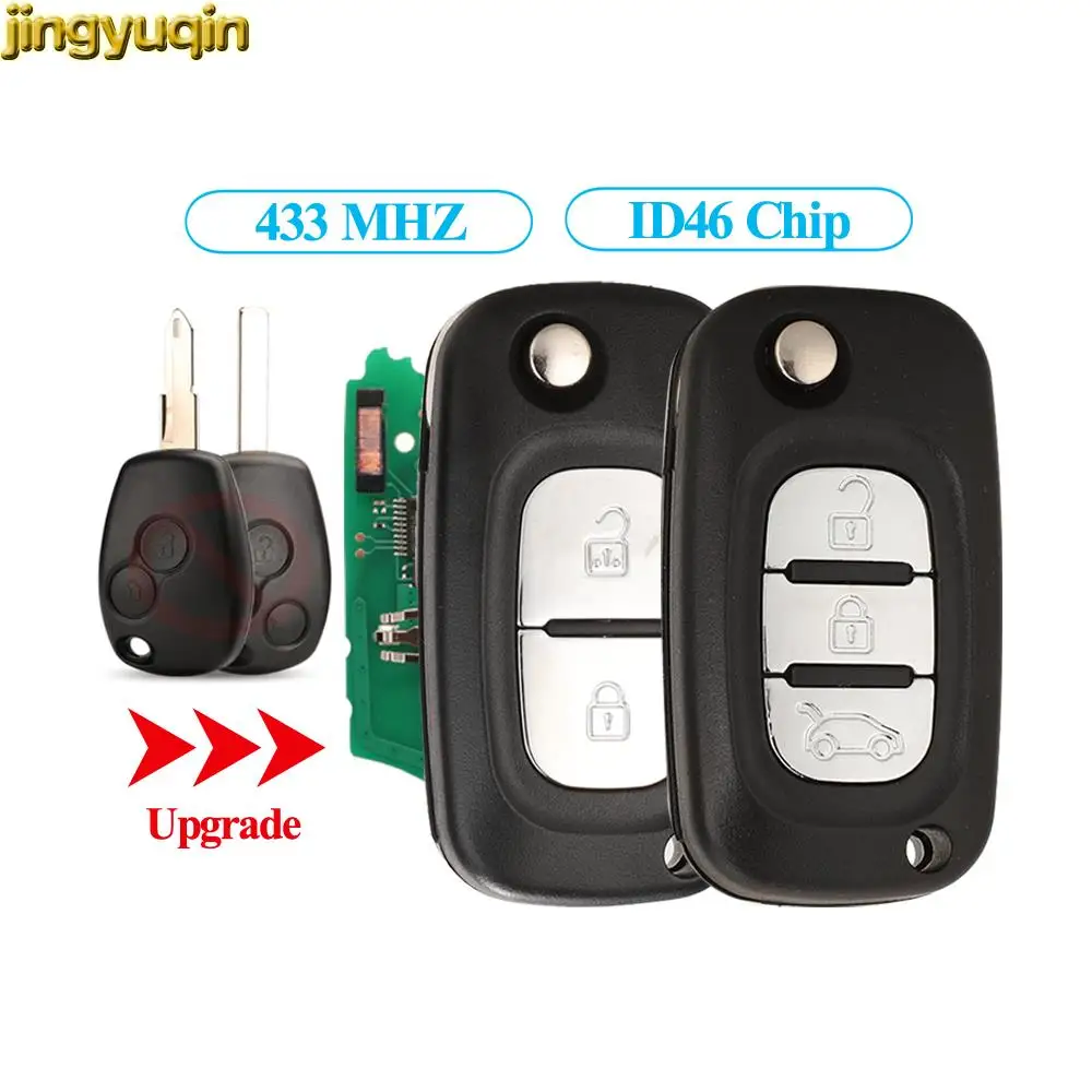 Jingyuqin FSK 433 МГц ID46 PCF7946/7947 модифицированный для Renault Clio 3 Megane 3 Kangoo Modus 2/3 BTN откидной дистанционный Автомобильный ключ сигнализации