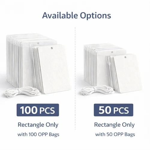Imagen 2 del producto 100/50 Piezas de Ambientadores Rectangulares para Sublimación con Bolsas OPP y Cordones para Colgar, Hojas de Ambientador para Coche para Impresión por Calor