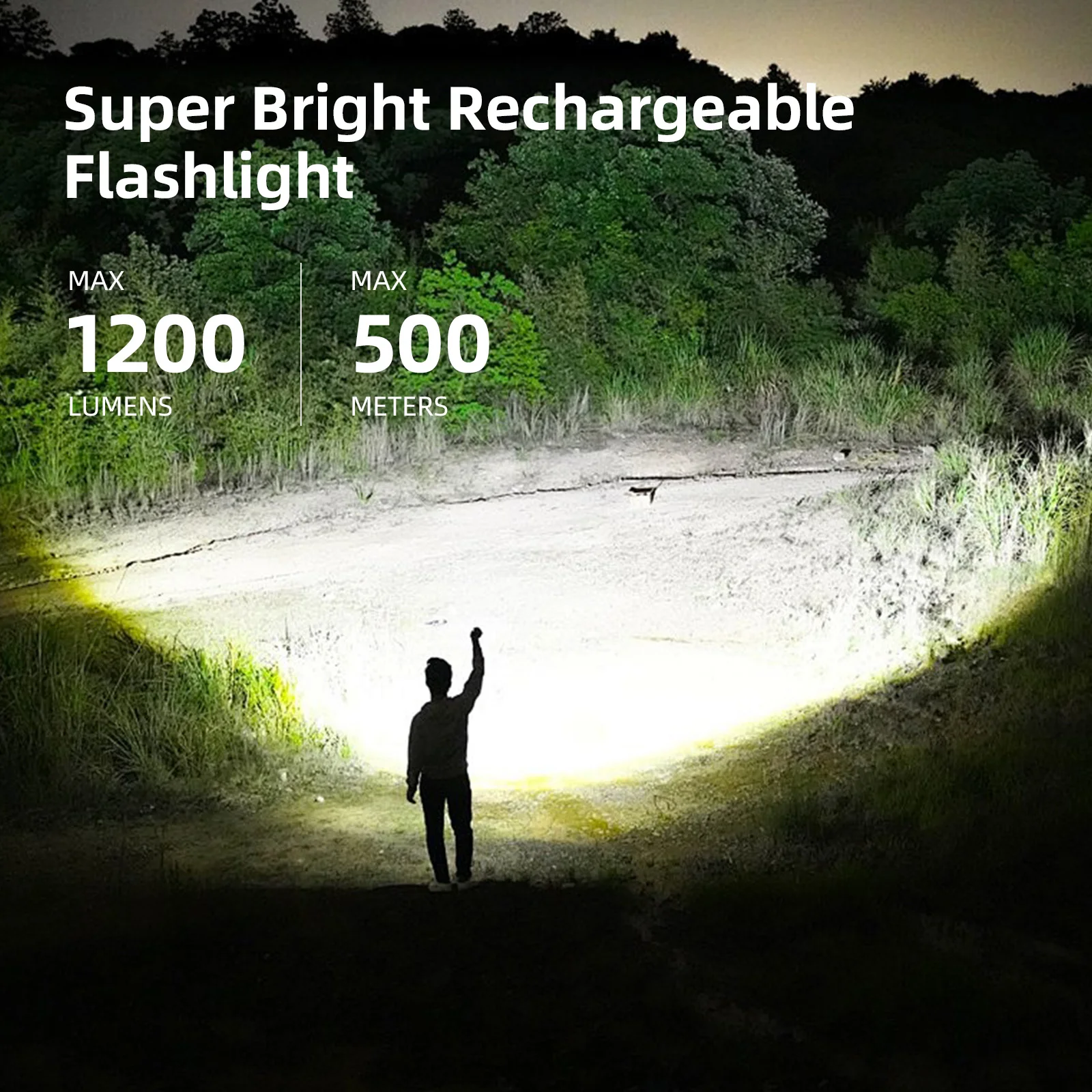 WARSUN LED Flashlight T800, Magnetic Flashlight Super Bright, Tactical Flashlight with Cob Sidelight,1200LM, 5 Modes