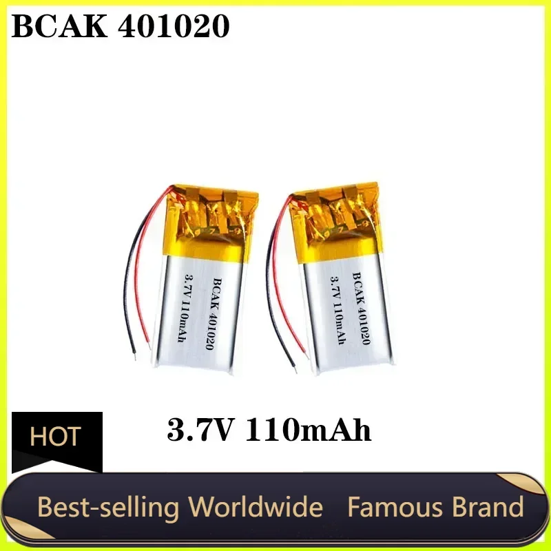 Hot Style BCAK 8PCS 401020 Universal Polymer Lithium Battery 3.7V 110mAh Bluetooth Speakers Bluetooth Headsets Recording Pens Sm