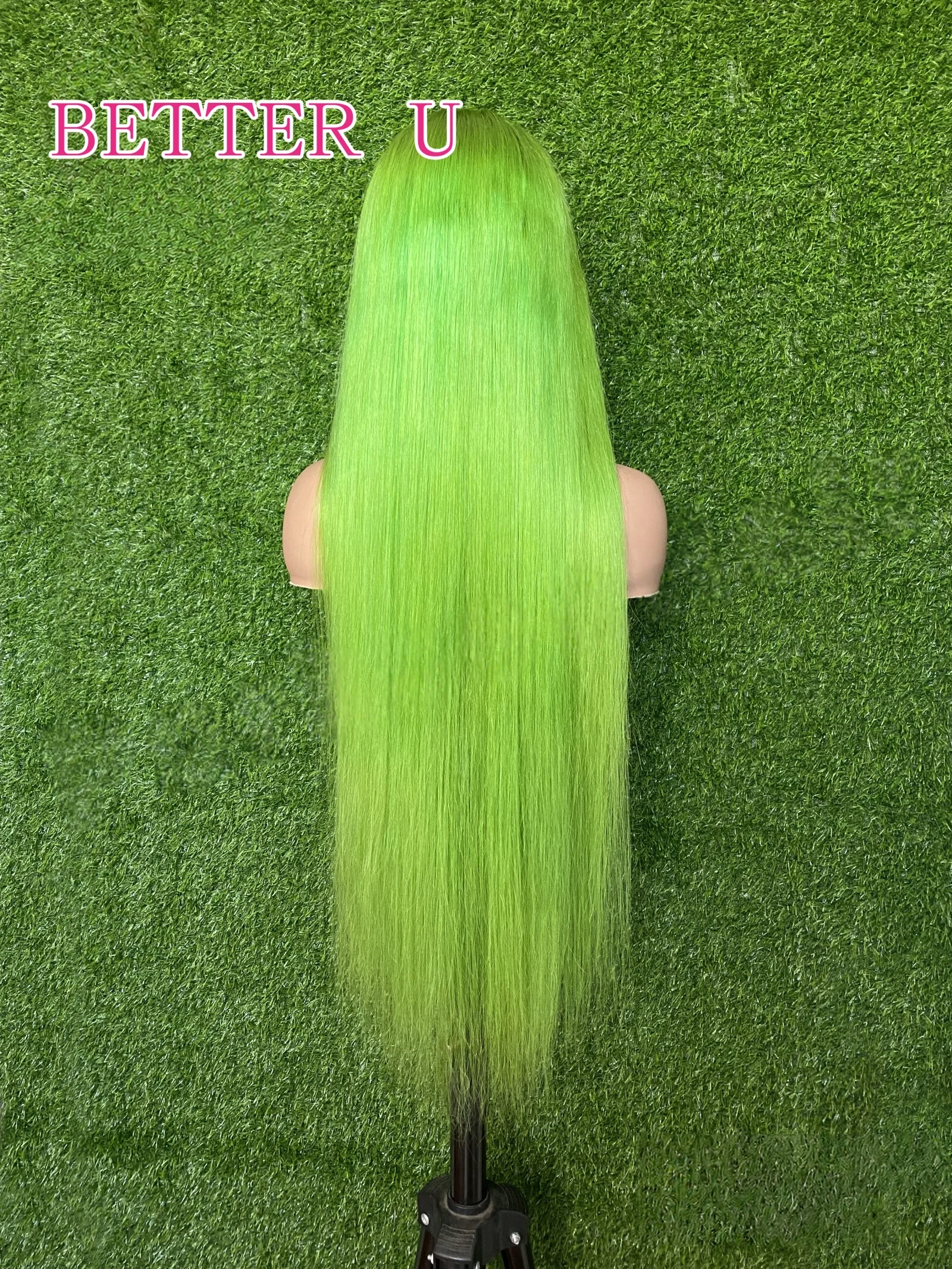 مستقيم الضوء الأخضر غلويليس خصلات الشعر المستعار الإنسان للنساء قبل قطعها 13X6 الدانتيل الشفاف شعر مستعار أمامي جاهز لارتداء شعر مستعار غلويليس