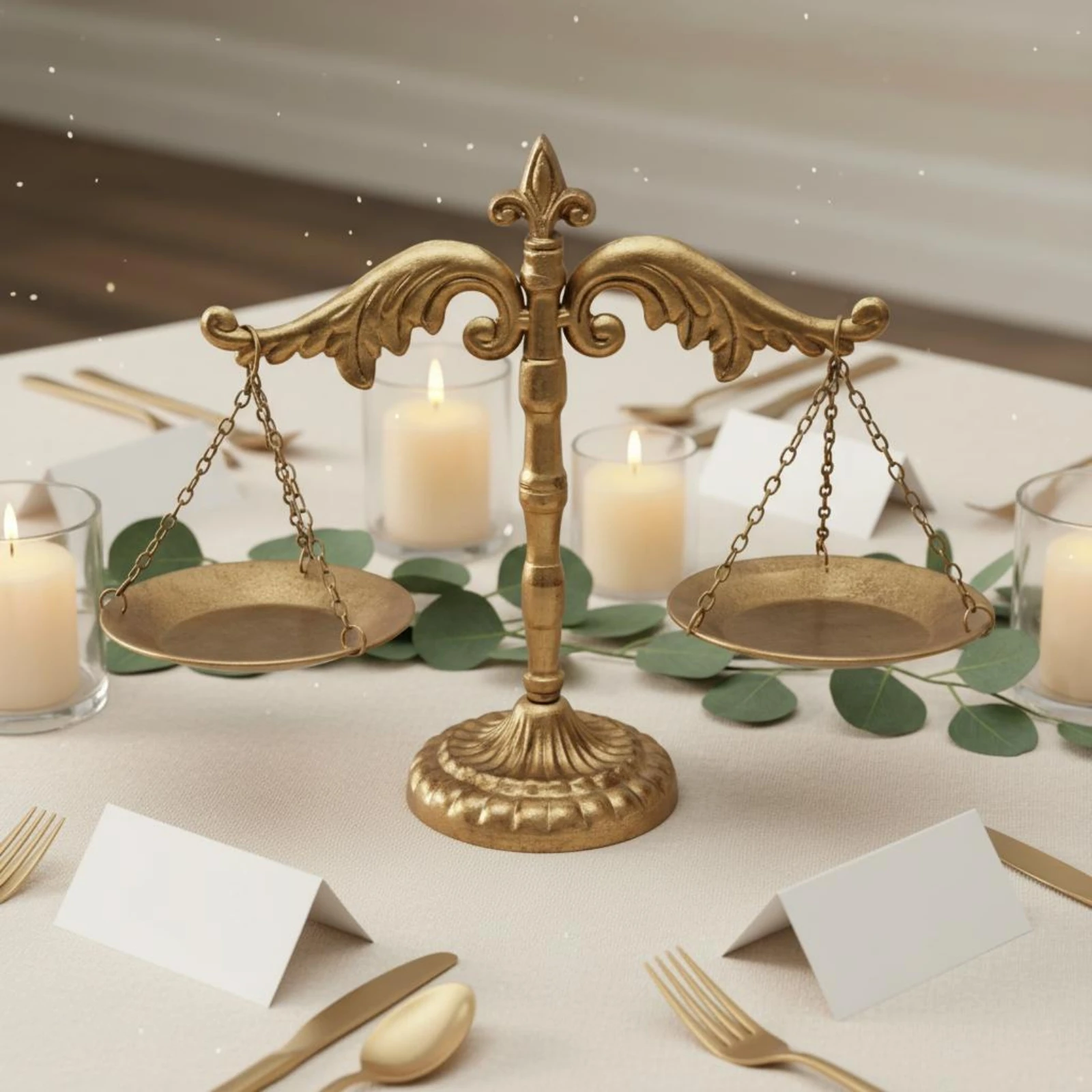 Justice Scale Decor Nordic Design Decorative Scale Balance Statue Desk Display Table Ornament Gold Color for Study, Wedding