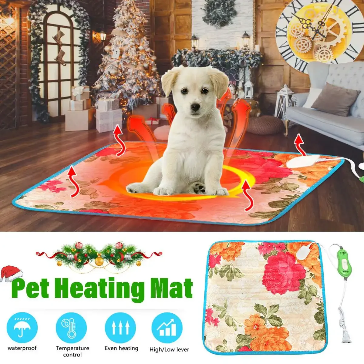 40*40cm 18W Dog Cat Electric Heat Pad Temperature Adjustable Pet Bed Blanket Puppy Bunny Heater Mat Autumn Winter Cushion