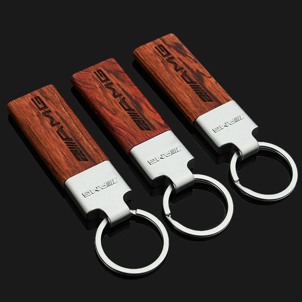 High quality wood Car Keychain Key Rings Holder For Mercedes Benz AMG W204 ML W203 W124 CL C43 C63 CLA E63 S63 SLS Accessories