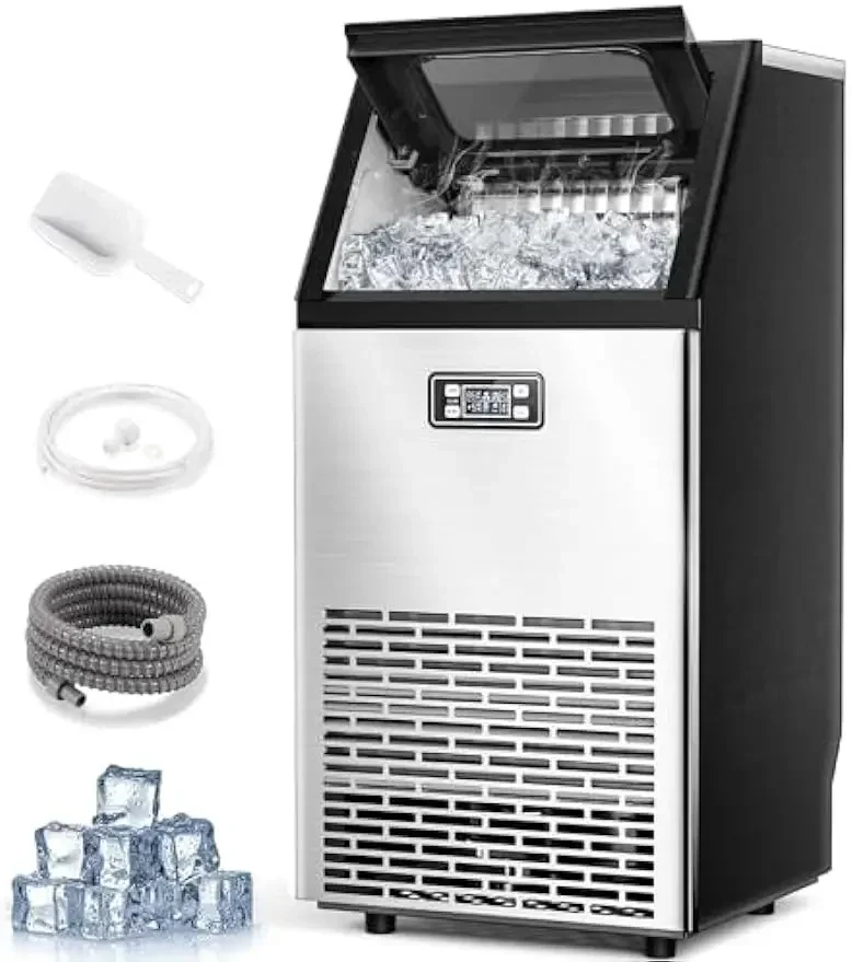 

100 lbs,2-Way Add Water,Large Ice Maker Self Cleaning,Ice Machine with 24 Hour Ti Joy Pebble V2.0 Commercial Ice Maker