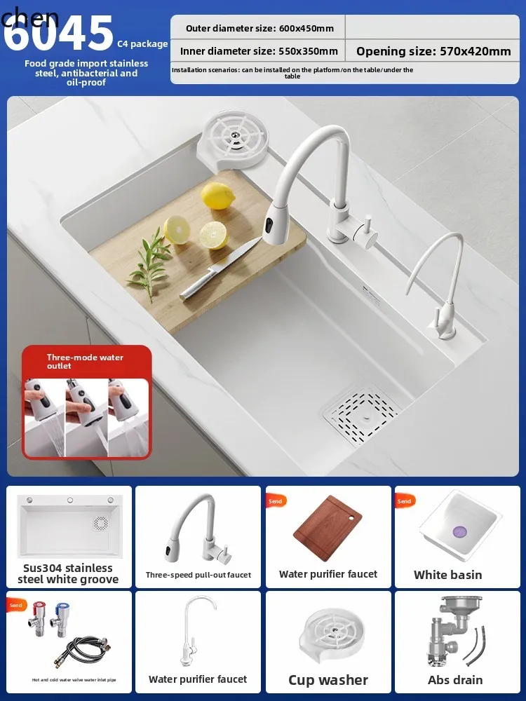 Sink Large Single Bowl Dishwashing Sink Stainless Steel Vegetable Washing Basin Household Dishwashing Basin