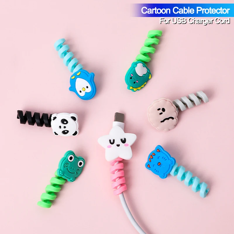 Cute Animal Cable Organizers Cartoon Cable Saver Cover Phone USB Charger Data Cord Protector Phone Holder Accessory USB