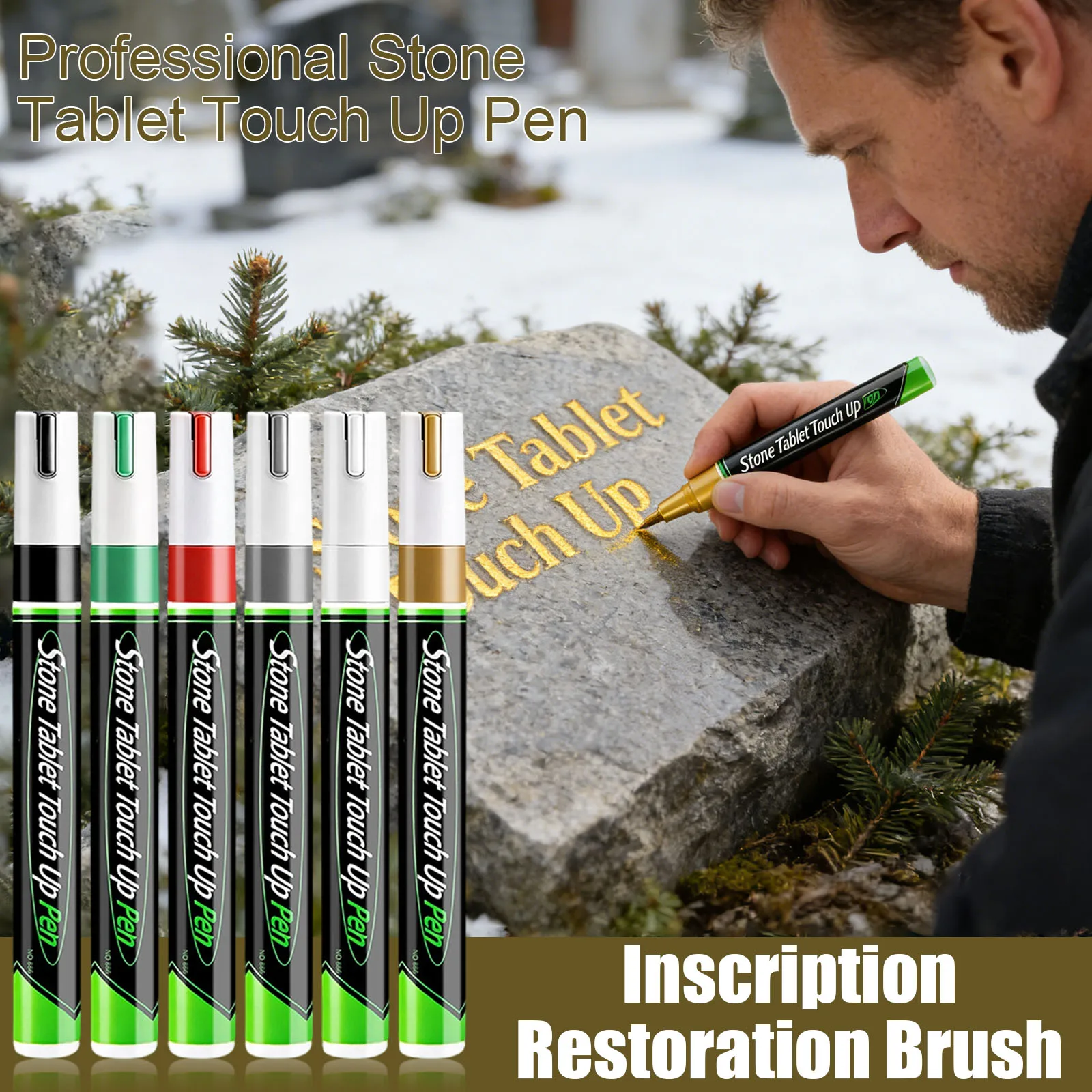Tombstone Marker Inscription Pen Oil Based Quick Dry Weatherproof Fade-resistant Touch Up Paint Pen Multipropose Maker Pens