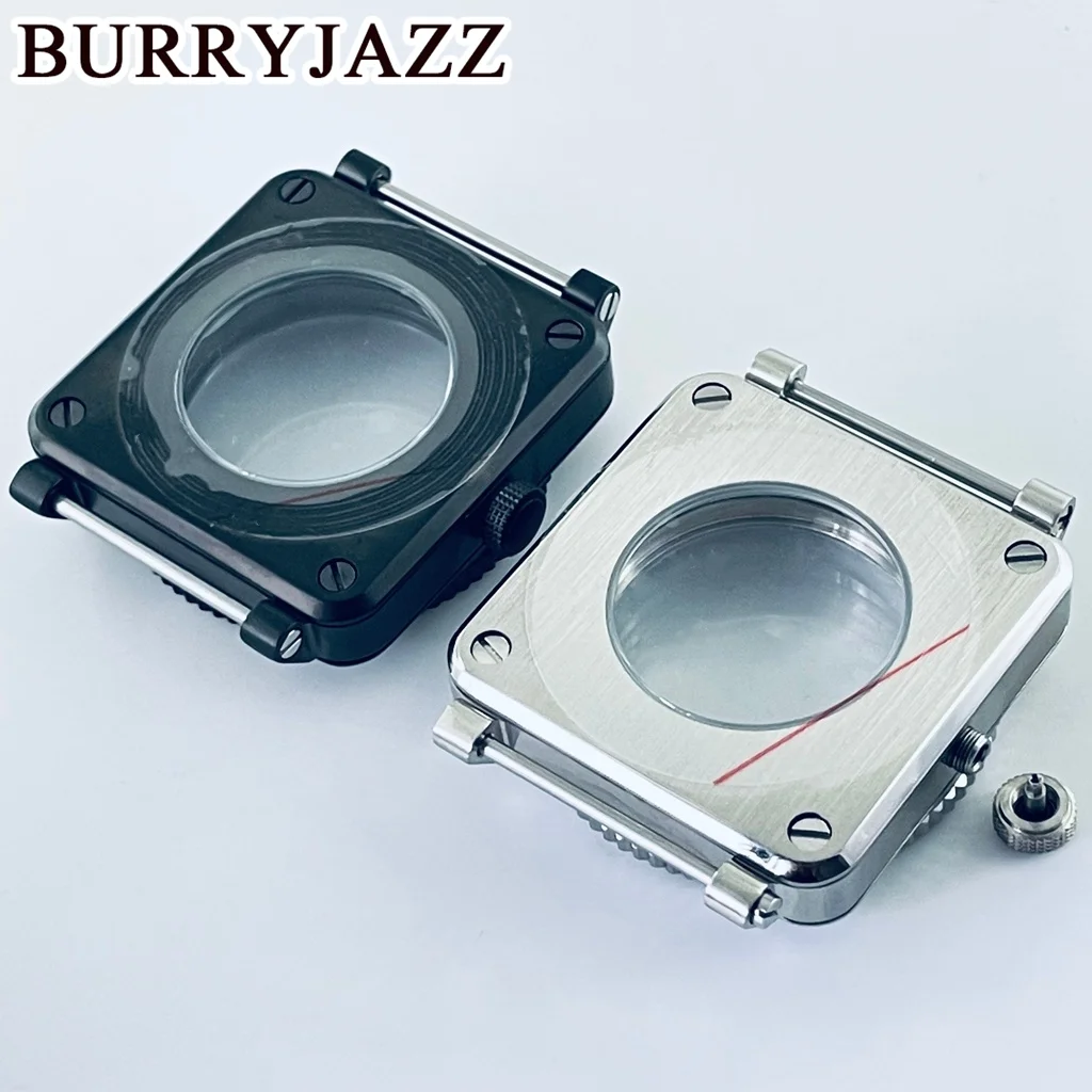 BURRYJAZZ 42mm SKX007 Square Watch Case NH35 Cases Fits NH35 NH36 7S26 4R Movement Seiko SKX007 Pilots cockpit Replace Men Case