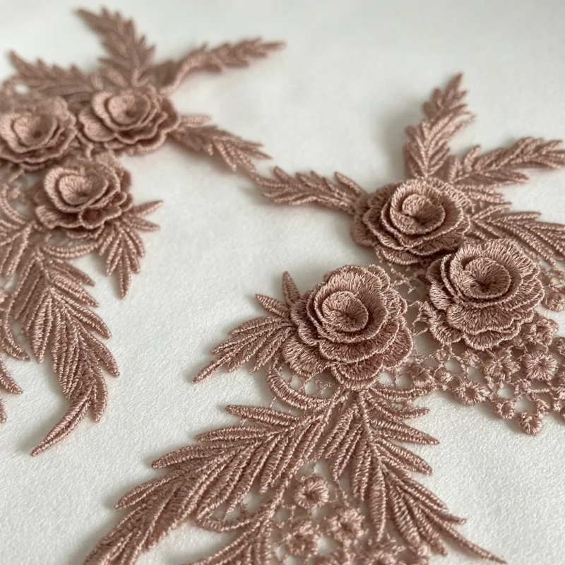 2 個/1 ペア刺繍縫製ドレスレースアップリケフラワーパッチ - Applique Patch Flower のレビューと価格