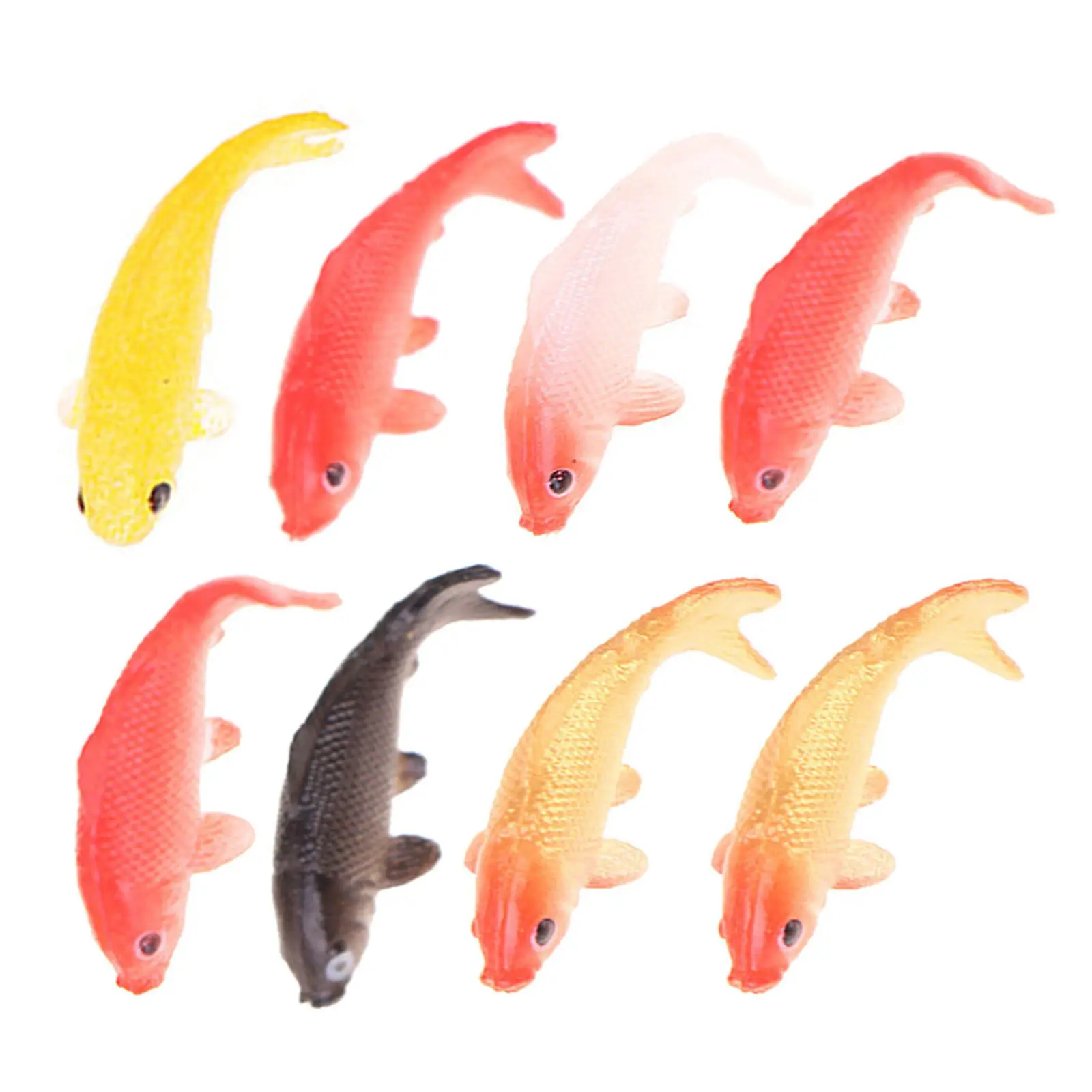 

8Pcs Artistic Tiny Fancy Carp Mini Fish Decor Figures for Dollhouse Mini Scene Tiny House Decoration Micro Landscaping Aquarium