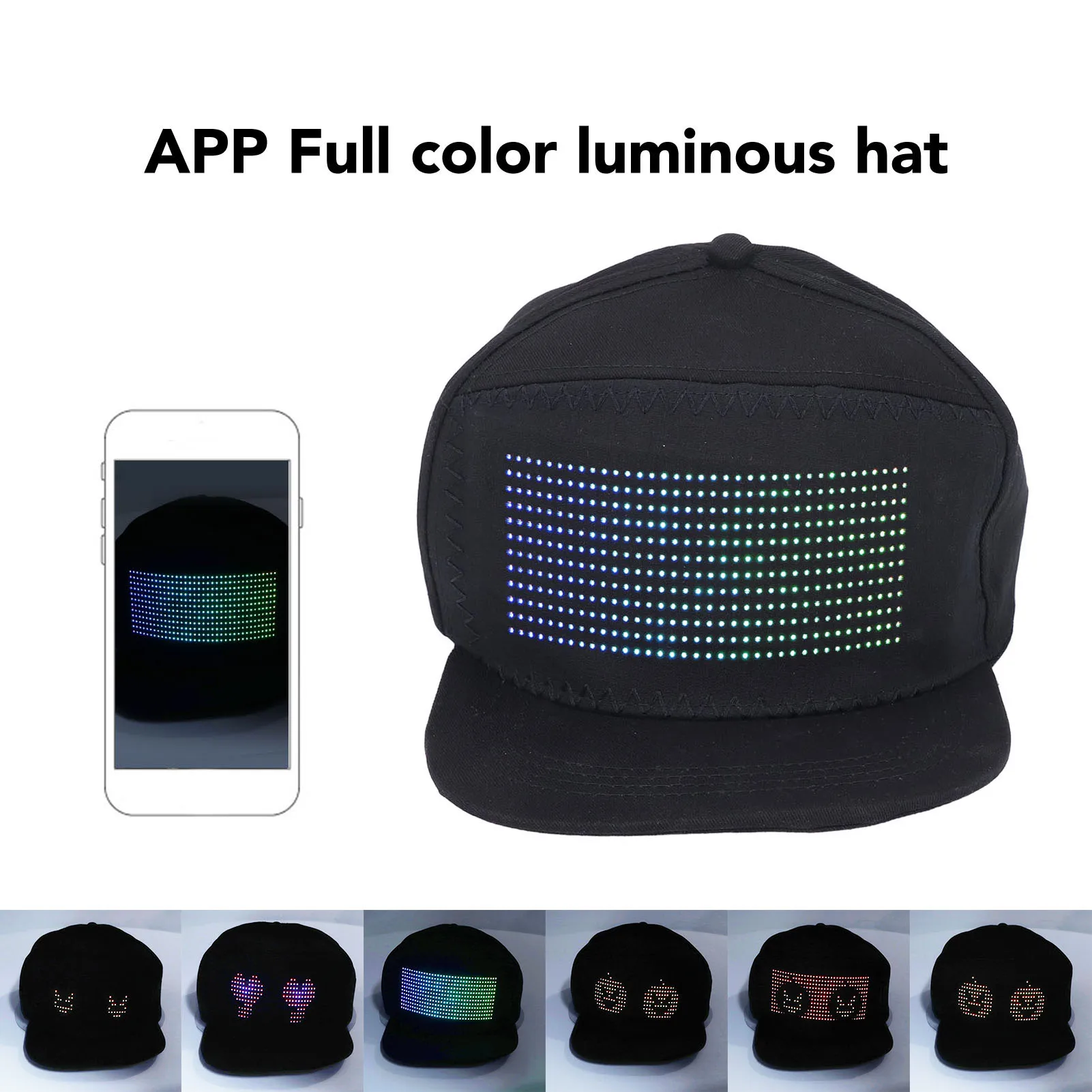 

LED Hat Bluetooth APP Control Editing Programmable 12x36 Pixel Dot Colorful Funny Light Cotton for Party LED