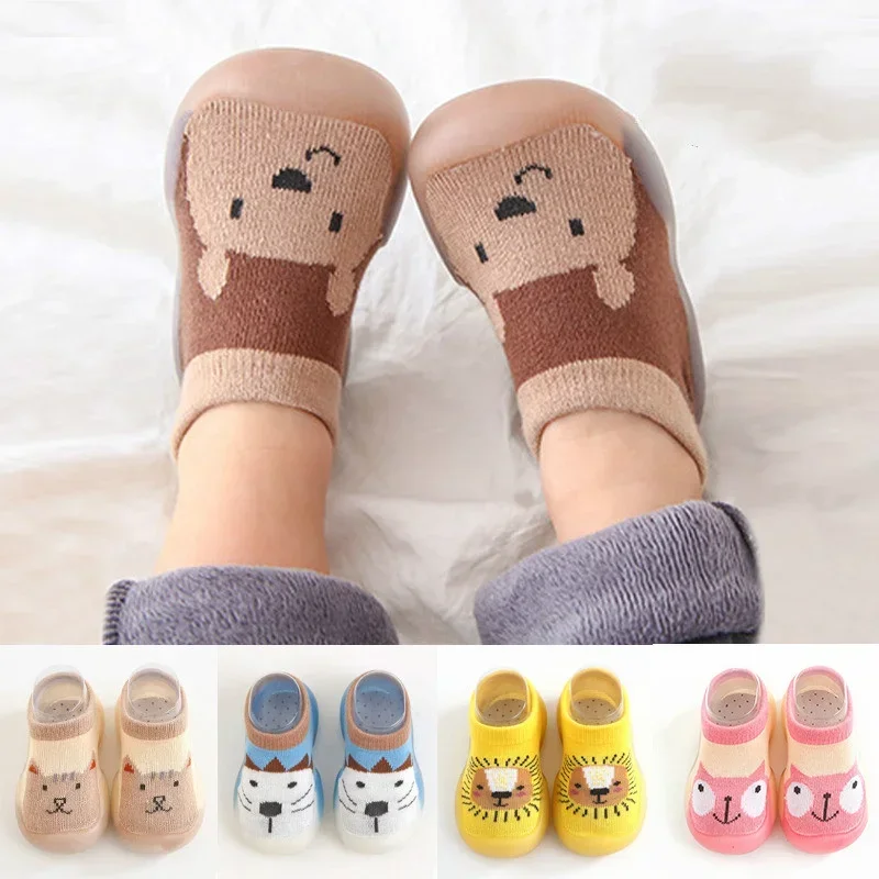 Children Anti-slip Shoes Newborn Baby Girl Cotton Non-slip Floor Socks Baby Boy Rubber Sole Cartoon Indoor Socks Infant Shoes