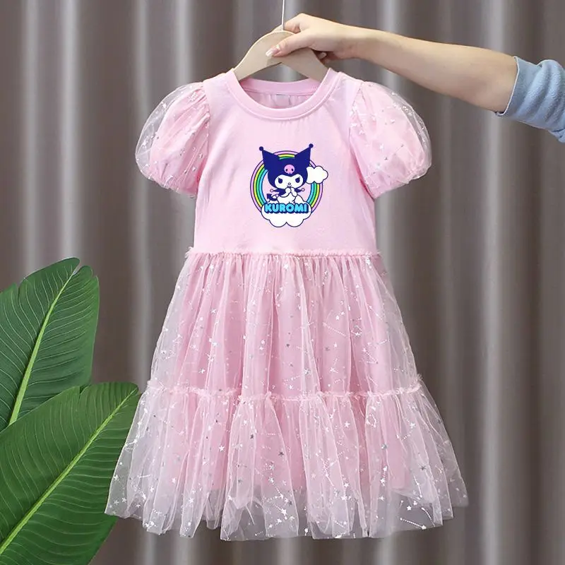 Girls' Dress Summer Dress Mesh Puffy Skirt New Kuromi Style Children's Princess Skirt