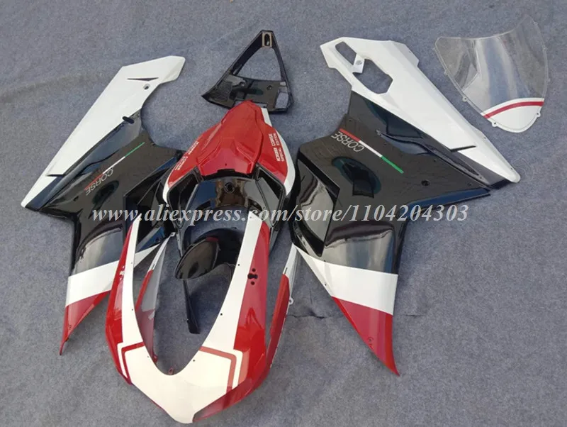 4Gifts New ABS Motorcycle Whole Bike Fairings Kit Fit For Ducati 848 evo 1098 1198 Bodywork Set Custom Red Black White