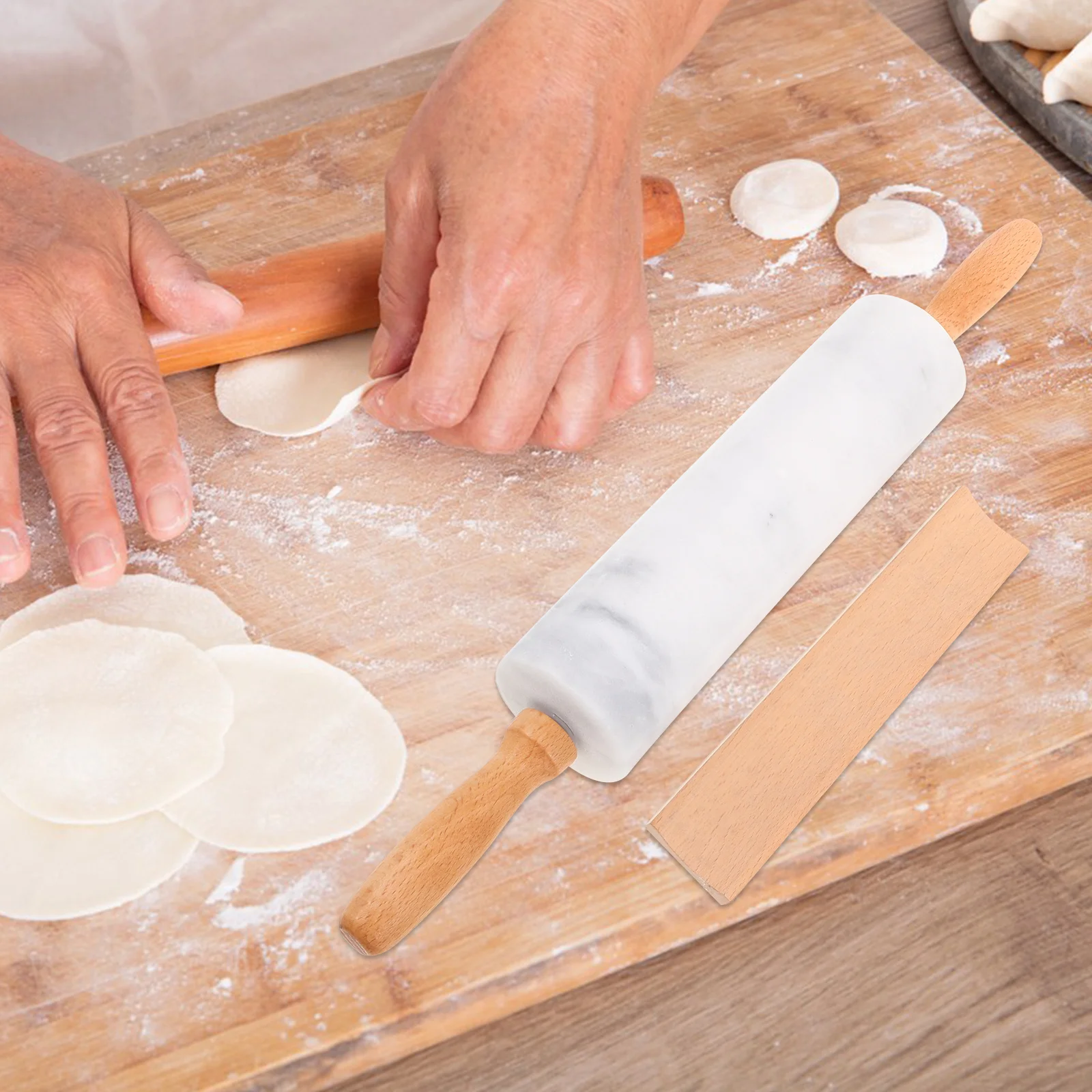 

Marble Rolling Pin Set 3Pcs Non Stick Baking Roller for Dough Pastry Making Kitchen Gadgets Cooking Accessories