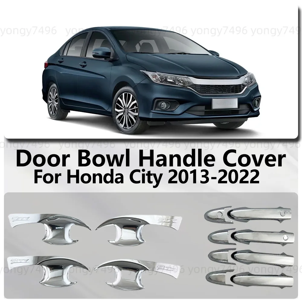 

For Honda City 2013 2014 2015 2016 2017 2018 2019 2020 2021 2022 Chrome Silver Door Handle Bowl Cover Car Accessories Decoration