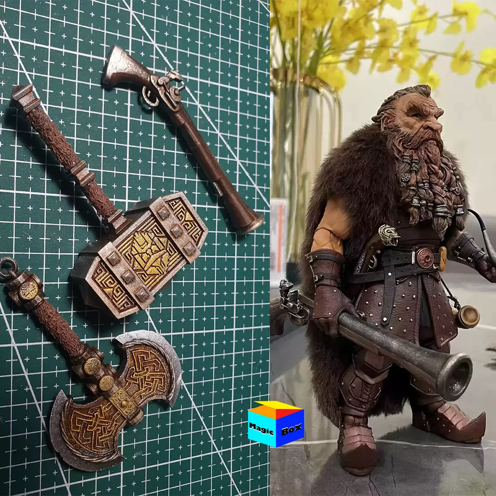 Martillo enano personalizado de cuatro Caballeros, hacha de batalla Retro, modelo de arma para cuerpo de figura de acción de soldado de 7 pulgadas, 1/10