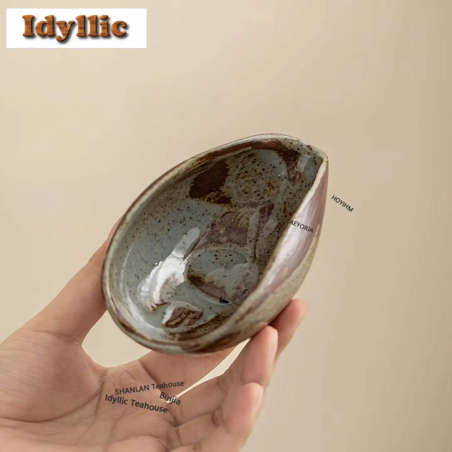 Gilt Burning Crude Pottery Tea Scoop Vintage Tea Leaf Holder Shovel Chahe Awakening Tea Ladle Oolong Tea Teaset Equipment Craft