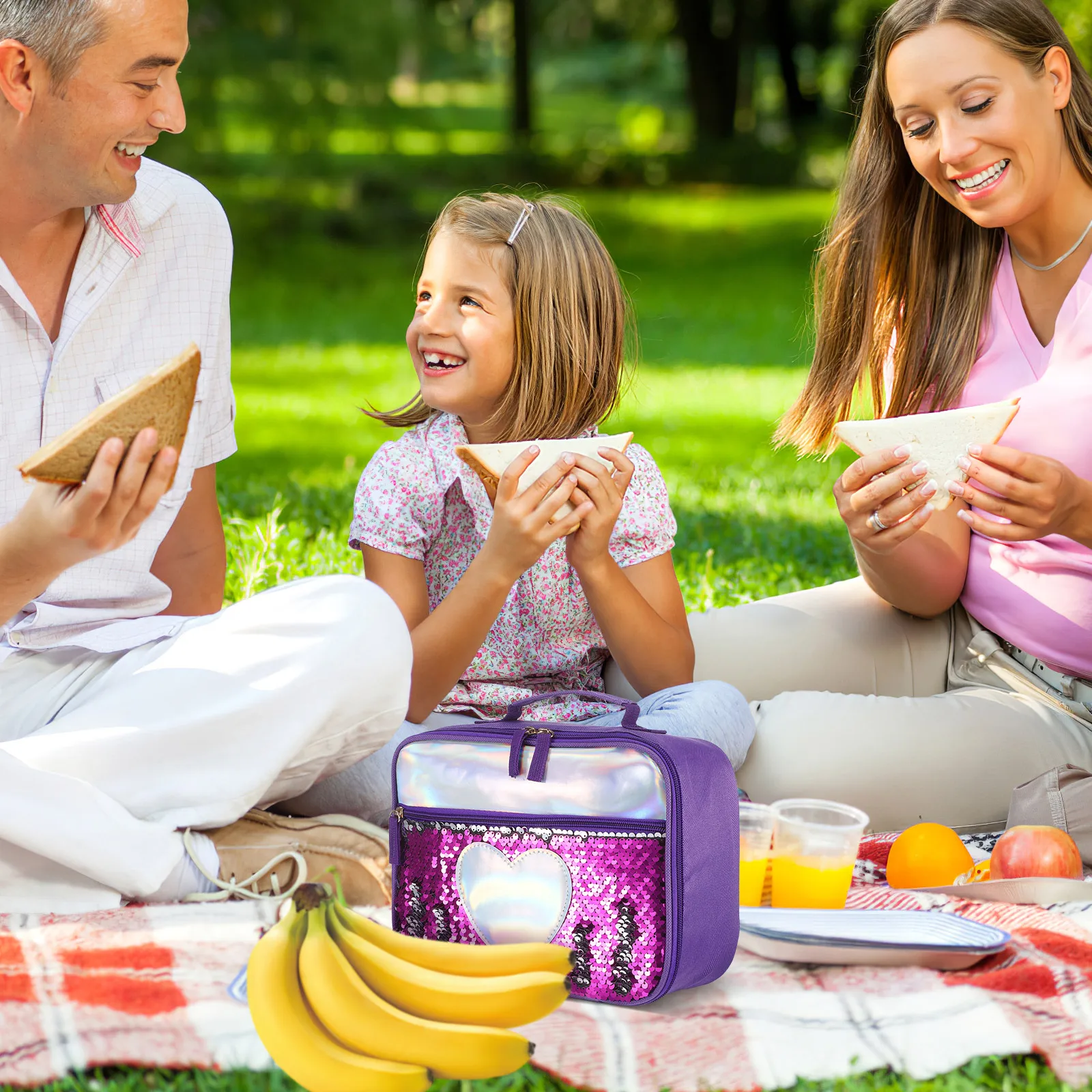 

Sequin Kids Portable Lunch Bag Fluorescent Color Aluminum Foil Insulation Package Picnic Thermal Meal Preservation Storage Bag