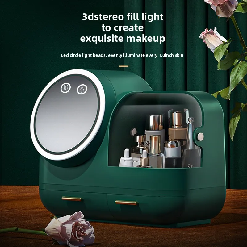 

SGF Storage Box with Fan and Mirror Jewelry Organizer Desktop Organizer