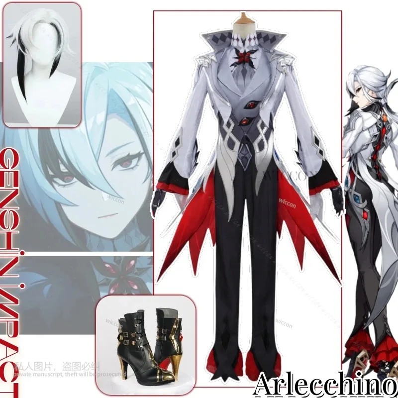 Game Anime Genshin Impact Fatui The Knave Harleeequiiin Cosplay Cloak Halloween Clothes Uniform Skin Arlecchinos;3,k8't,