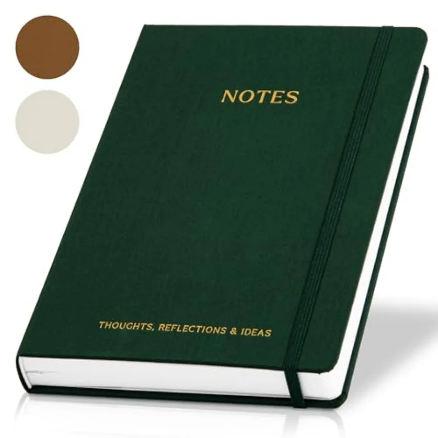 Cuaderno estético grueso para mujer de 7" x 10" - Cuaderno moderno de tapa dura de lino con 300 páginas rayadas - Perfecto para escribir