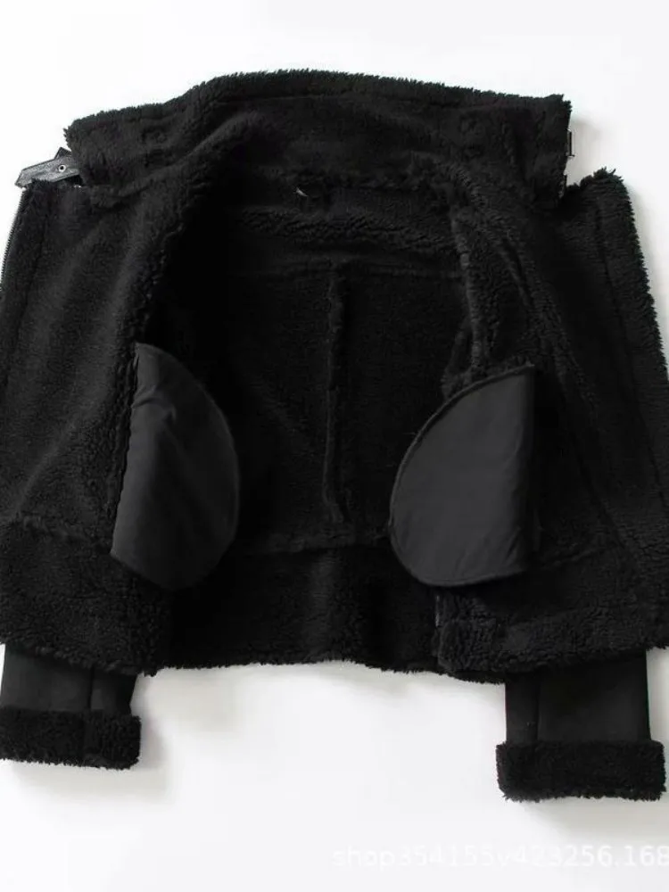 

Biker Jackets Womens Jacket Hood Cashmere Flaps Foldable Softshell Relaxed Home Skin-Friendly Comfortable Cozy Halloween Vintage