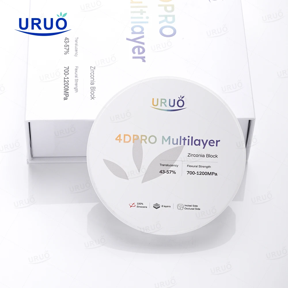 4D PRO Multilayer Dental Zirconia Block 98mm 8 Layer Zirconia Disc High Translucency CAD CAM Zirconia for Crown Bridge Veneer
