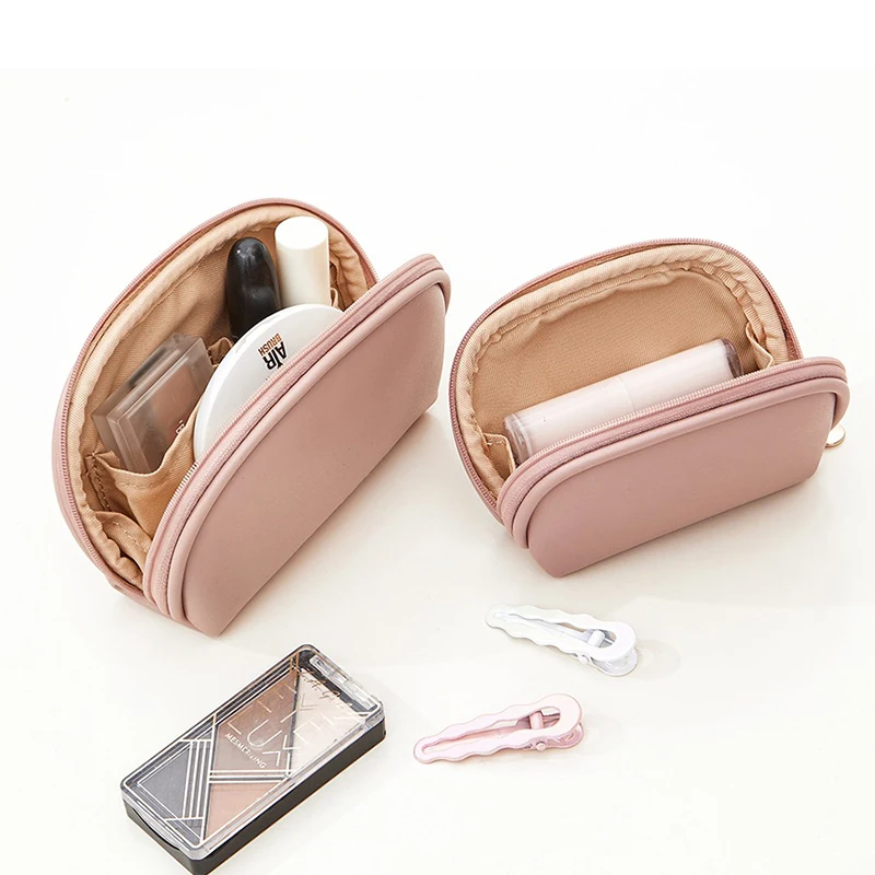 

Portable Mini Makeup Bag Style Lightweight Pu Leather Lipstick Storage Pouch Cute Shell Shape Compact Cosmetic Organizer
