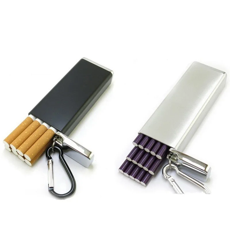 Mini Portable Pocket Cigarette Case with Keychain Multifunction Metal Cigarette Box Ashtray for Outdoor Waterproof