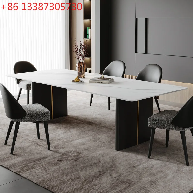 

Italian minimalist dining table small large apartment rock slab dining table light luxury modern simplicity
