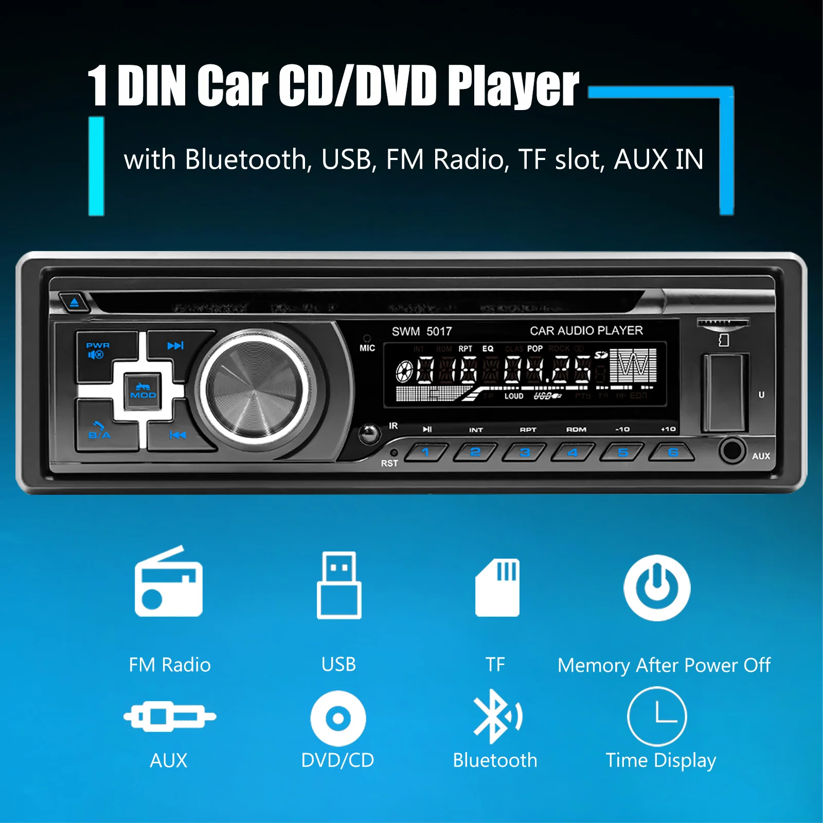 DAB واحد 1 DIN سيارة ستيريو الوسائط المتعددة مشغل MP3 بلوتوث DVD راديو CD USB/AUX/ FM/TF في لوحة الصوت رئيس وحدة يدوي SD USB