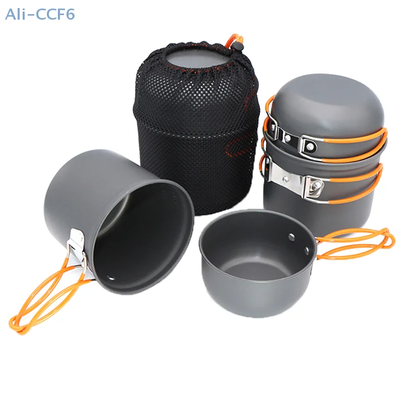 Camping Picnic Barbecue Pot Portable Folding Single  Pot Outdoor Pot Set Cooking Tableware Picnic Pot Pan