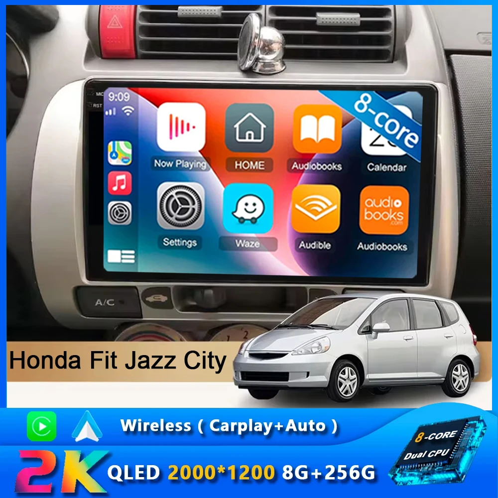 

2 Din Android 14 автомобильный стерео радио мультимедийный видеоплеер для Honda Fit Jazz City 2002 2003 2004 2005 2006 2007 GPS-навигация