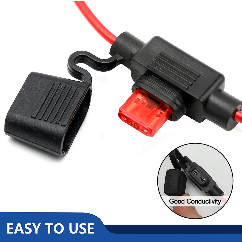 2Pcs/set Car Fuse Holder Mini Blade Adapter Splash-proof Box for 12V 10A in Line Cutoff Switch Socket Damp Proof Fuse Socket