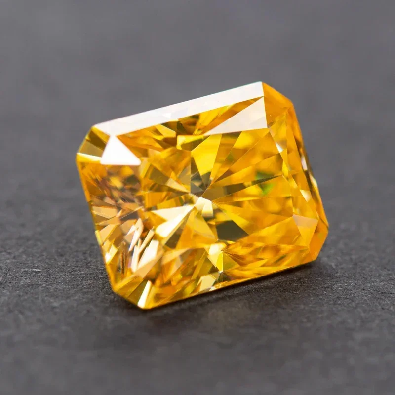 

NEW Moissanite Radiant Cut Golden Yellow Color Gemstone for Jewelry Making DIY Ring Necklace Earrings Materials with GRA Certifi