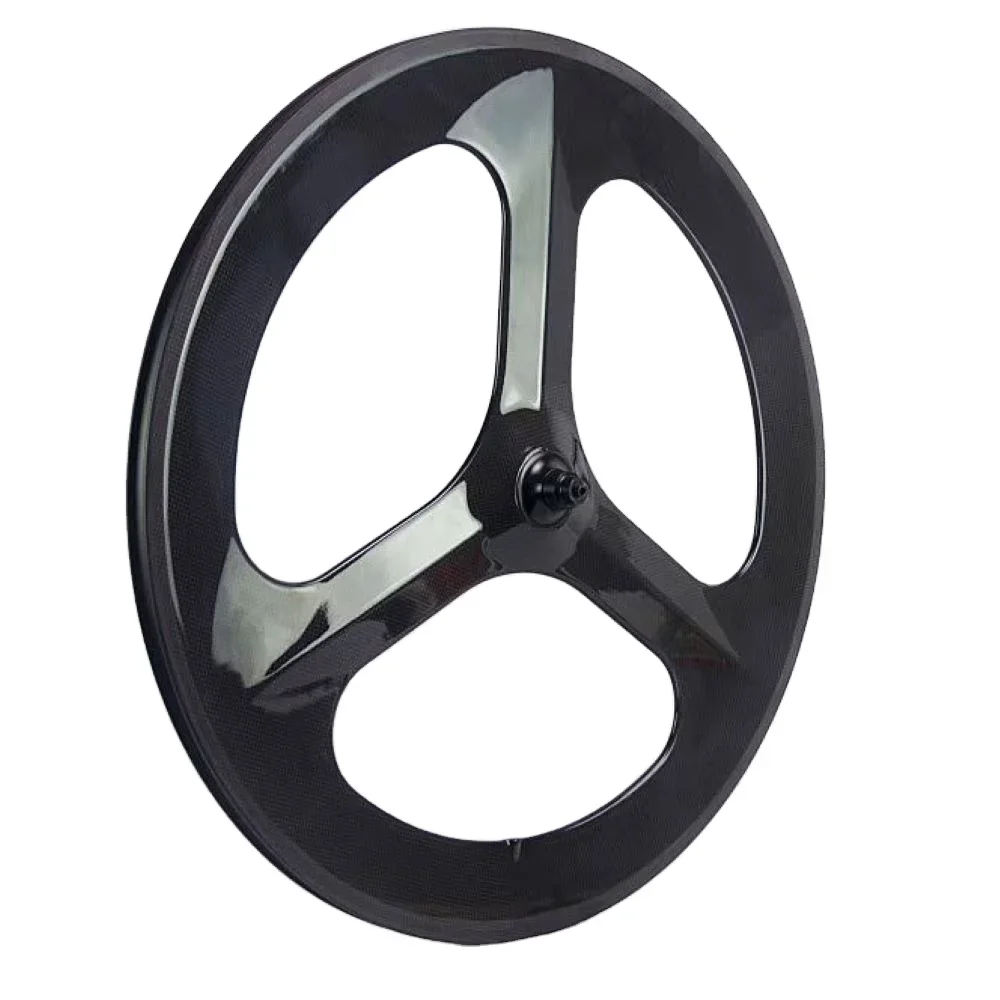 

700c 3-Spoke Carbon Fibre Bicycle Wheelset Light Weight Disc Brake Wheel for Road Bike