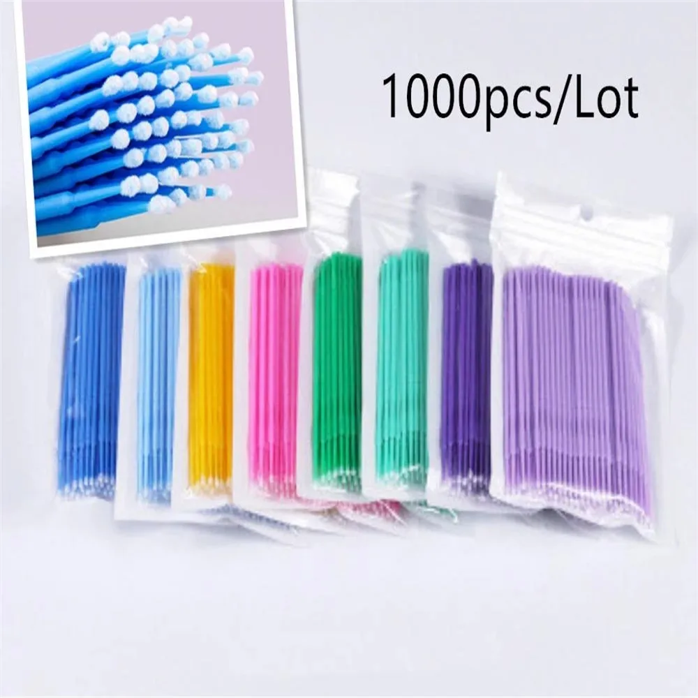 1000Pcs Descartável MicroBrush Cílios Extensão Individual Lash Removendo Swab Micro Escova Para Ferramentas De Extensão De Cílios