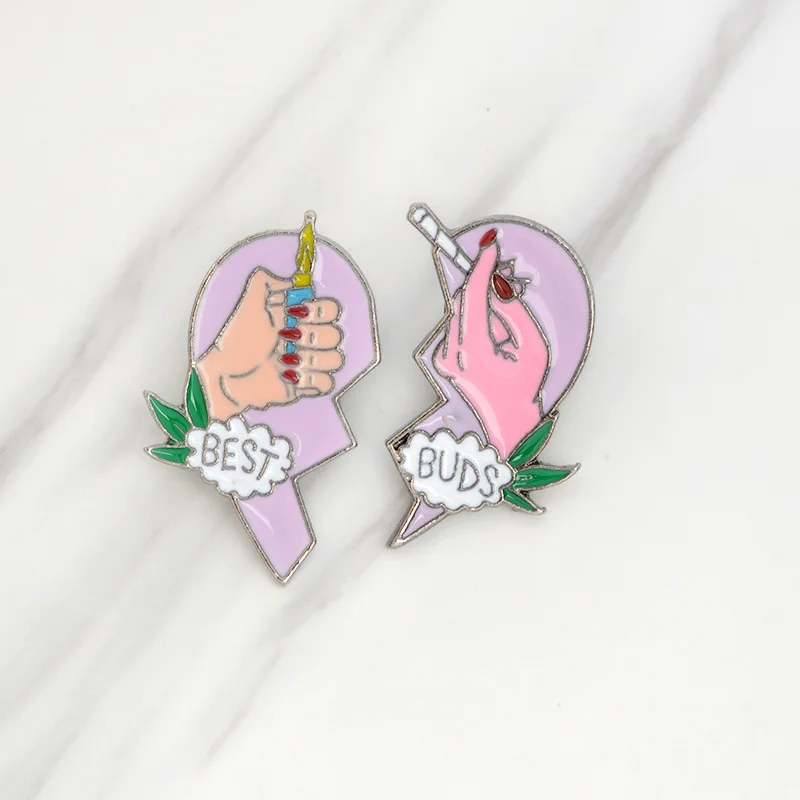 

BEST BUDS Two-petal Love Cigarette Lighter Alloy Dripping Oil Cartoon Brooch Lapel Pin