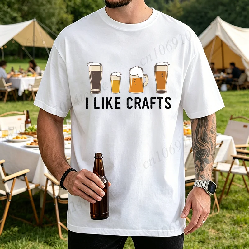 Funny Like Crafts Beer Graphic T-Shirt Tops Drinking Tees for Men Casual T Shirts Fashion Summer Tshirts Top Beer Lover Gifts