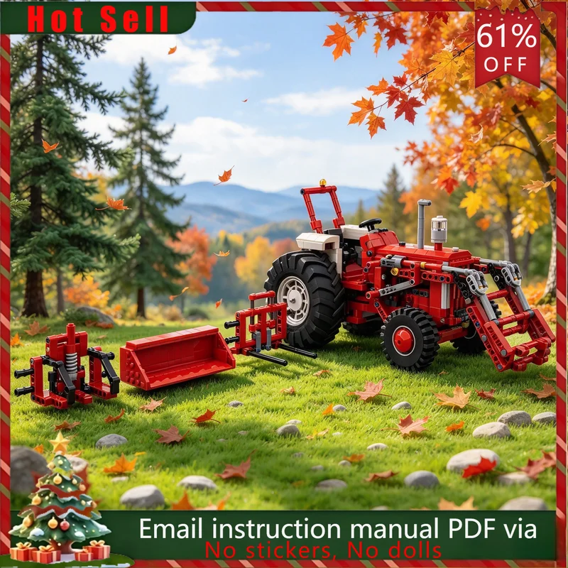 1162PCS MOC Farm Tractor With Front Loader Agricultural Machinery Vehicle Model Building Blocks DIY Assembly Gifts for Adults