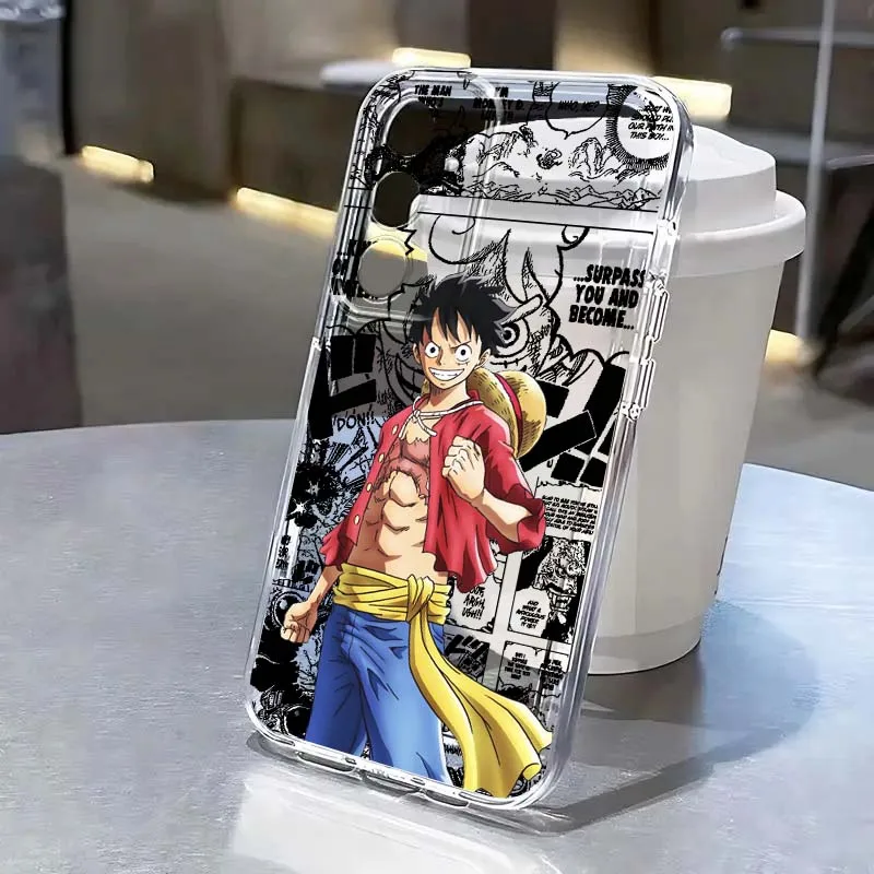

Luxury Anime One Piece Luffs For Samsung Galaxy S25 S24 S23 S22 S21 S20 Edge Plus Ultra FE 5G Transparent Cover Phone Case