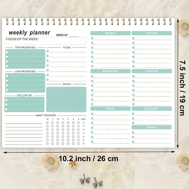 1pc Weekly Goals Schedule Planner To Do List Notebook Calendars Organize