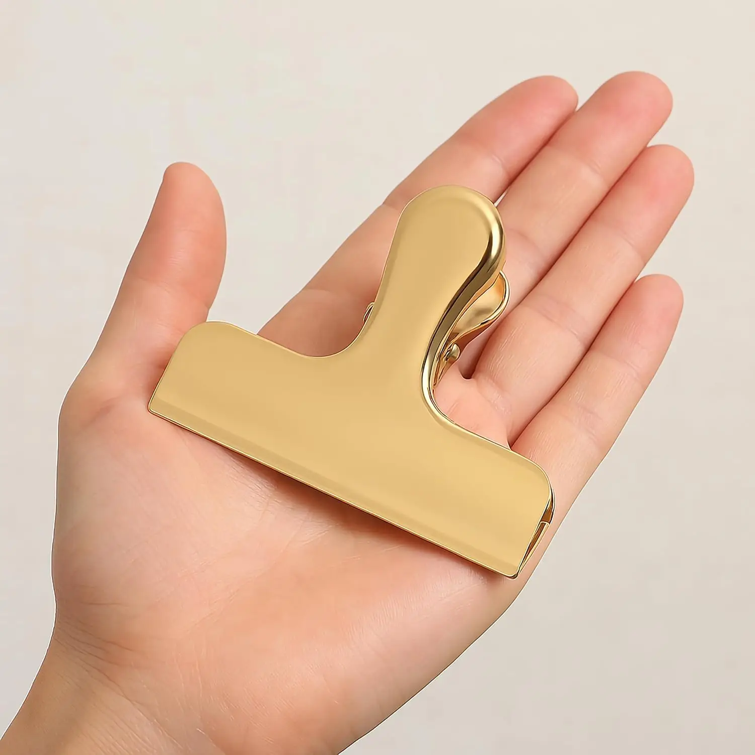 Goldene Chip-Clips, 3 Zoll breite Notizbuch-T-Clips aus Edelstahl und Messing, robuste Lebensmittelbeutelklammer, Vintage Retro Scharnierklammer – Detail 2