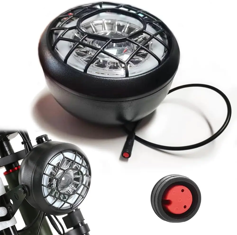 

E-Bike Head Light Super Bright LED Light for Bike 36V 48V Safety LED Front Light for Night Riding Waterproof 2-Pin Connector